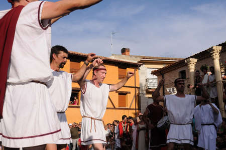  SPAIN. Castilla y León .Burgos .Baños de Valdearados .  " FEAST of BACCHUS " ;  Traditional danceのeditorial素材
