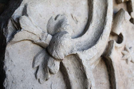  Fonseca shield of the Lodge  . Renaissance (  Plateresque )  " Weapons Court - ARCHBISHOPS PALACE  "  belonging to the ANTIQUARIUM - Wall of  ALCALA DE HENARES ( 13 th ). Community of Madrid .SPAIN のeditorial素材