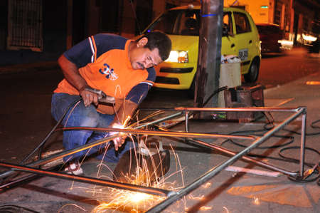 Awning - Welding workshop (  calle Bombon?  in  MEDELLIN .Department of Antioquia. COLOMBIA