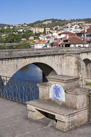 View of the city of Amarante in Portugal from the Saint Goncalo bridgeのeditorial素材