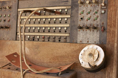 Brown wooden telephone central PBXの写真素材