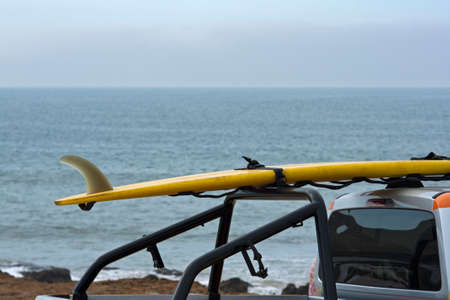 Lifeguard patrol car in the Carcavelos beach at Sun Coast in Lisbon, Portugalの写真素材