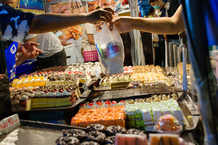 Artisan and typical food from Thailand exposed at local market and bazaarの写真素材
