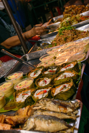 Artisan and typical food from Thailand exposed at local market and bazaarの写真素材