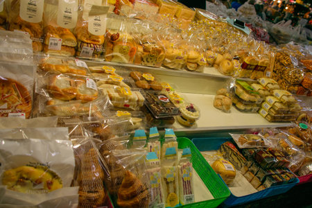 Artisan and typical food from Thailand exposed at local market and bazaarの写真素材