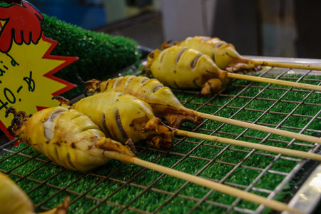 Artisan and typical food from Thailand exposed at local market and bazaarの写真素材