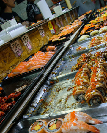 Artisan and typical food from Thailand exposed at local market and bazaarの写真素材