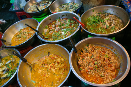 Artisan and typical food from Thailand exposed at local market and bazaarの写真素材