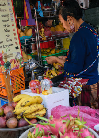Artisan and typical food from Thailand exposed at local market and bazaarの写真素材