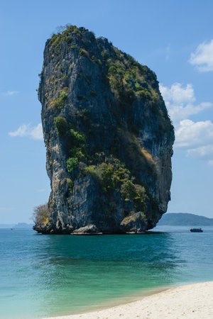 Rock island from Thale Waek, Koh Phi Phi Islands.の写真素材