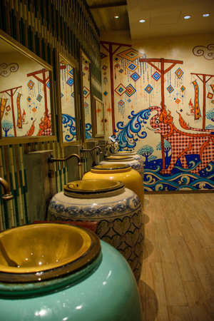 Wonderful Asian public restrooms in ceramicの写真素材