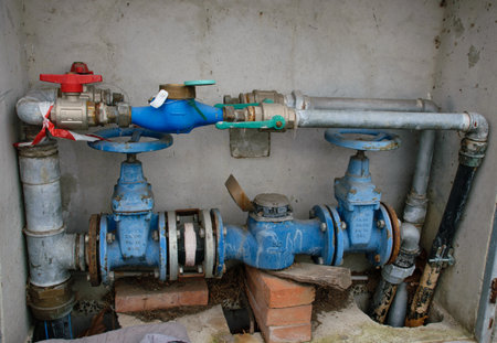 Blue hidraulyc motor pump for headwuarters uses.の写真素材
