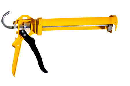 Image of Yellow Glue Gun isolated on white backgroundの写真素材