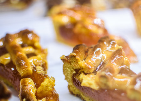 Freshly made pastries exposed in business for consumptionの写真素材