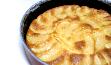 Freshly made Apple Cake isolated in white backgroundの写真素材
