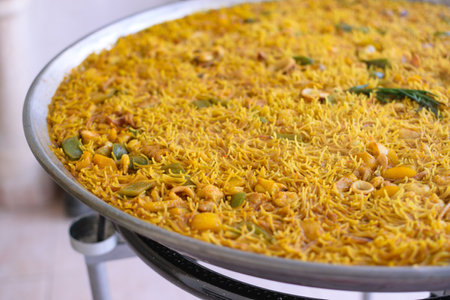 Traditional Fideua from Spain, a typical pasta made with paella ingredientsの写真素材