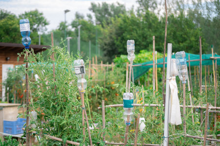 Plastic bottles as ideas for recycling and ecological education in domestic lifeの写真素材