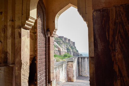 Internal views of Mehrangarh Fort at the top of Jodhpur, the blue cityの写真素材