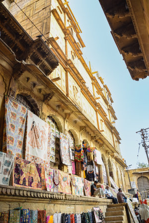 Views of Jaisalmer Fort or Sonar Quila, Arabic designs in desert yellow tonesの写真素材