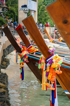 Longtail at beach of Koh Phi Phi Don.の写真素材