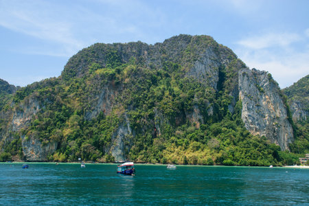 Island from Thale Waek, Koh Phi Phi Islands.の写真素材