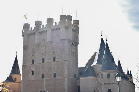 Castle keep with medieval Gothic roofs showing aspects as fantasy and storiesの写真素材