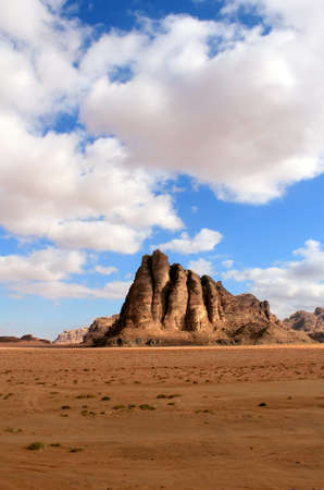The  Seven Pillars of Wisdom  rock formation, Wadi Rum Desert beautiful landscape  Jordan の写真素材