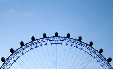 London eye at sunset, famous Britain capital attraction pattern detailのeditorial素材