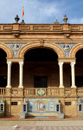 Famous Plaza de Espana, Sevilla, Spain  Old city landmark  のeditorial素材