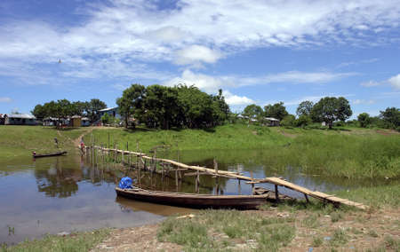 Amazon river margin native community scenaryの写真素材