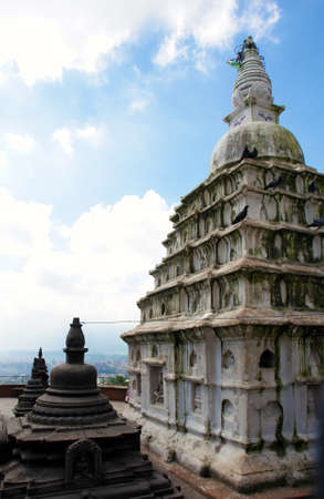 Swayambhunath stupa temple on the outskirts of Kathmandu, Nepal                     