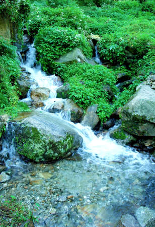 Water stream movement on the stone background, Nepal Himalayan forest 
の写真素材