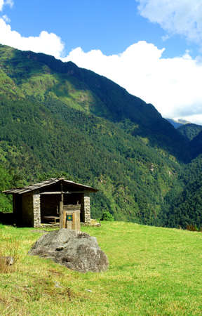 Beautiful himalayan forest landscape, trek to Annapurna Base Camp in Nepal                               の写真素材