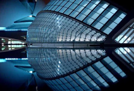   L&acute,hemisferic and reflex in water  Ciutat de las artes e ciencies, Valencia, Spain  Project by Santiago Calatrava                                    のeditorial素材