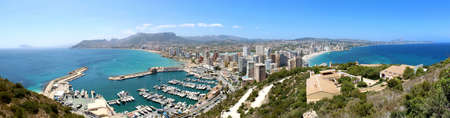 Panoramic view over Calp  Spain   Town bay beachのeditorial素材