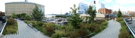 High Line   Elevated pedestrian Park and former elevated New York Central Railroad spur called the...