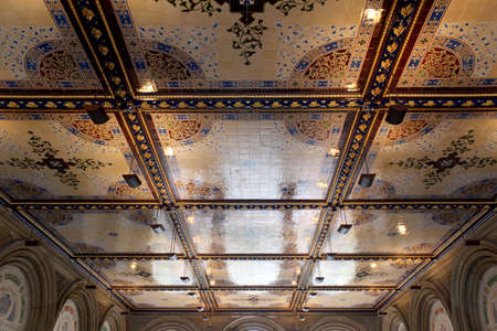 New York City central park Bethesda Terrace underpass arcade detail. Created in the 1860s as a part of the Parkのeditorial素材