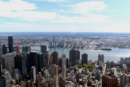 New York City Lower Manhattan Aerial panoramic view, NYCの写真素材