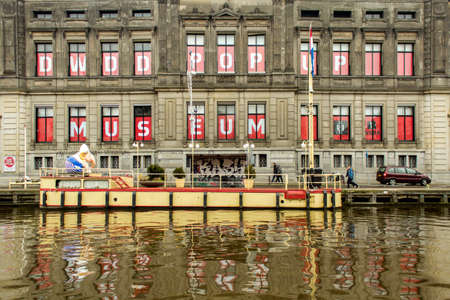 DWDD pop-up museum exterior, or Allard Pierson Museum. Is the archaeology museum of the University of Amsterdam. The ancient civilizations of Egypt, Near East, Greek World, Etruria and the Roman Empire are revived in this museum.のeditorial素材