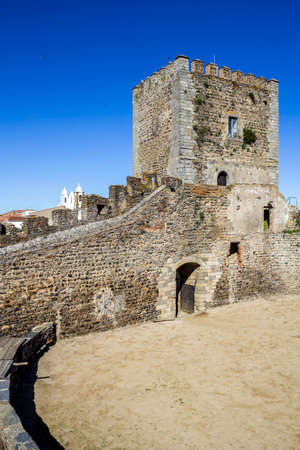Town of Monsaraz castle inner space (used as a traditional bullfighting arena). Located on the right margin of the Guadiana River in Portuguese Alentejo region, near Alqueiva damm and the border with Spain.のeditorial素材