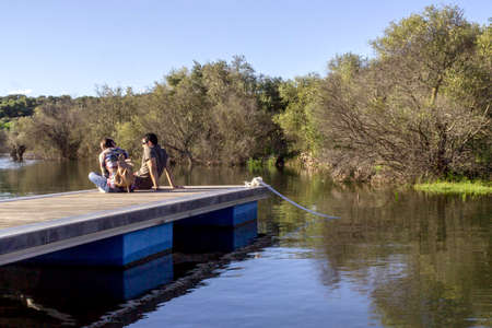 Alqueva Dam lake. It impounds the River Guadiana, on the border of Beja and Evora Districts in south of Portugal and constitutes one of the largest dams and artificial lakes (250 km²) in Western Europe.のeditorial素材