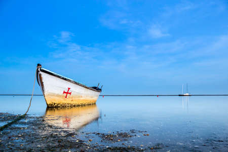 Algarve Cavacos beach twilight  landscape at Ria Formosa wetlands reserve southern Portugal famous nature destination.のeditorial素材