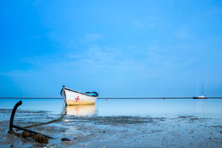 Algarve Cavacos beach twilight  landscape at Ria Formosa wetlands reserve southern Portugal famous nature destination.のeditorial素材