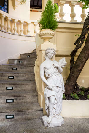 PORTO, PORTUGAL - JULY 04, 2015: The Majestic, historical coffee yard stairs detail, first opened on December 17, 1921, its located in Santa Catarina, On July 04, 2015 in Porto, Portugal.のeditorial素材