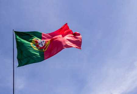 Portugal National Flag waving in the windの写真素材