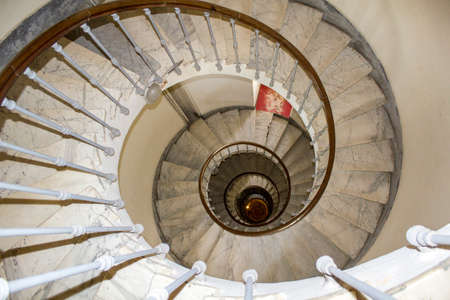 Lighthouse El Aank spiral staircase, abstract detail. Casablanca, Morocco.