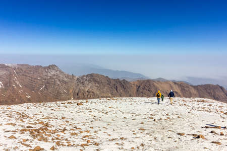 Toubkal national park, the peak whit 4,167m is the highest in the Atlas mountains and North Africa, trekking panoramic view. Moroccoのeditorial素材