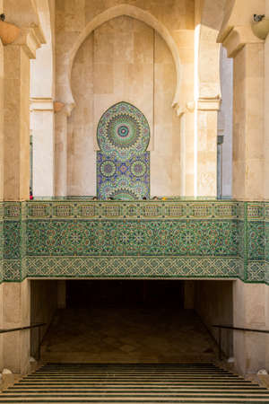 Grande Mosque Hassan II, architectural detail, in Casablanca, Morocco.のeditorial素材