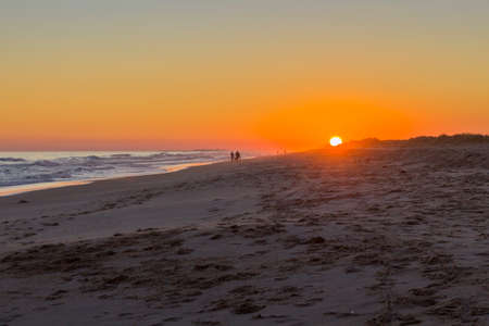 Sunset seascape of famous Montegordo beach, Algarve. Portugal.の写真素材
