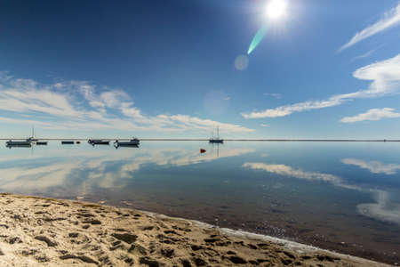 Ria Formosa wetlands natural park seascape, in Cavacos beach. Algarve.Portugal.の写真素材